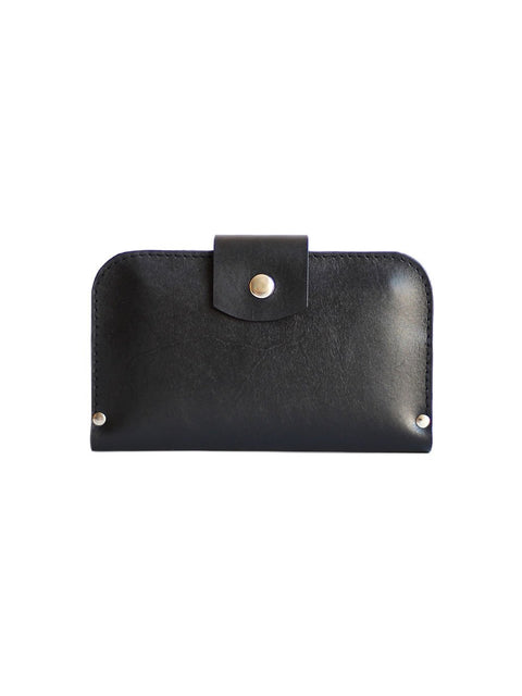 2. Front view of black SATURDAY wallet by TOKS VISOKS, highlighting smooth leather and minimalist style