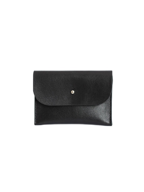 5. Front view of closed black WEEKEND Wallet by TOKS VISOKS, made from recycled leather