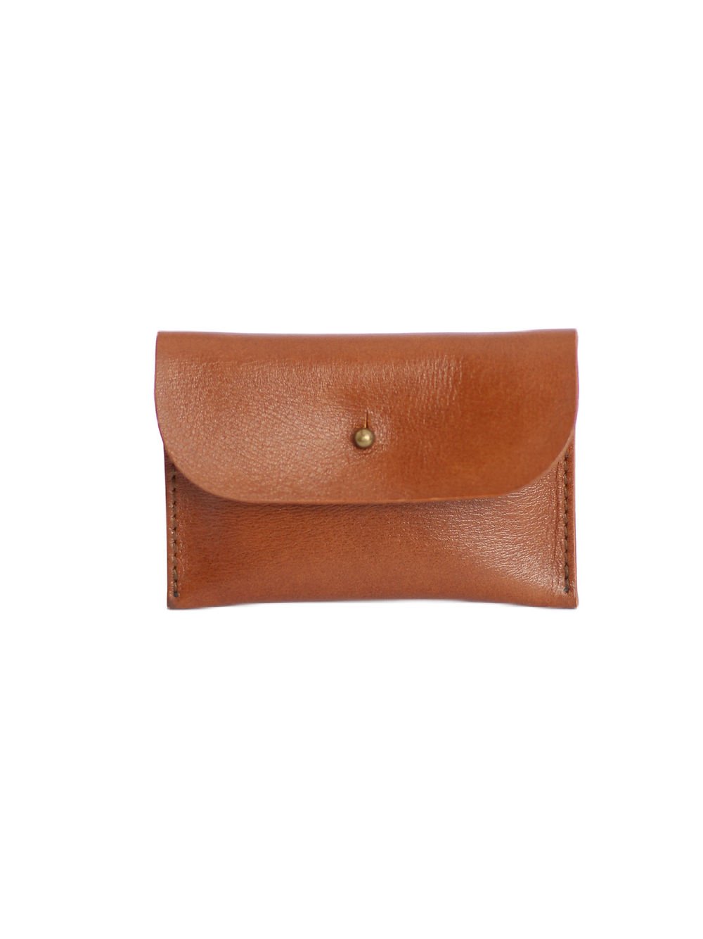 3. Front view of closed TOKS VISOKS WEEKEND Wallet in Ginger, showcasing minimalist style and brass button