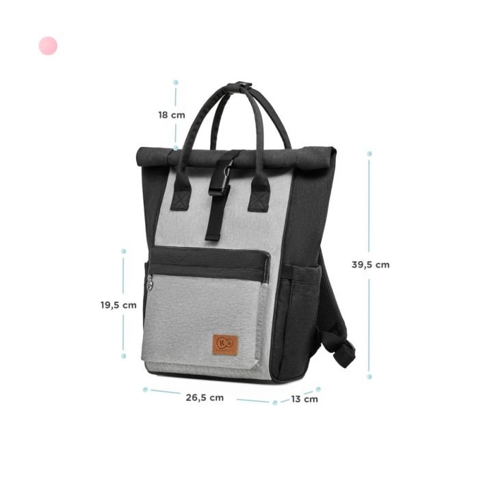 6. Size chart for Kinderkraft Moonpack diaper backpack showing dimensions in centimeters