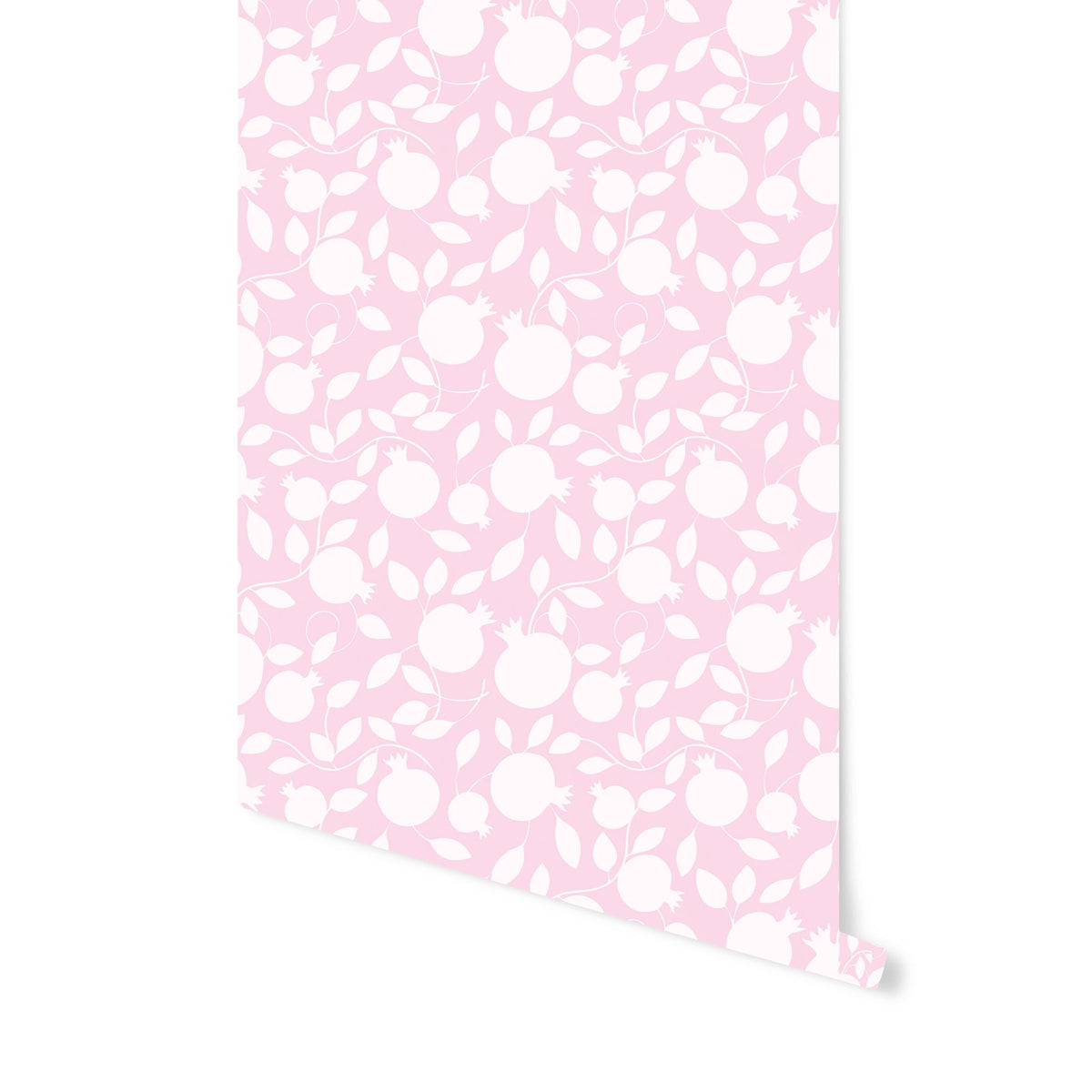 1. Pomegranate pink eco wallpaper with white pomegranate pattern on black background
