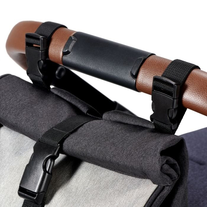 3. Close-up of Kinderkraft Moonpack backpack straps attached to stroller handle