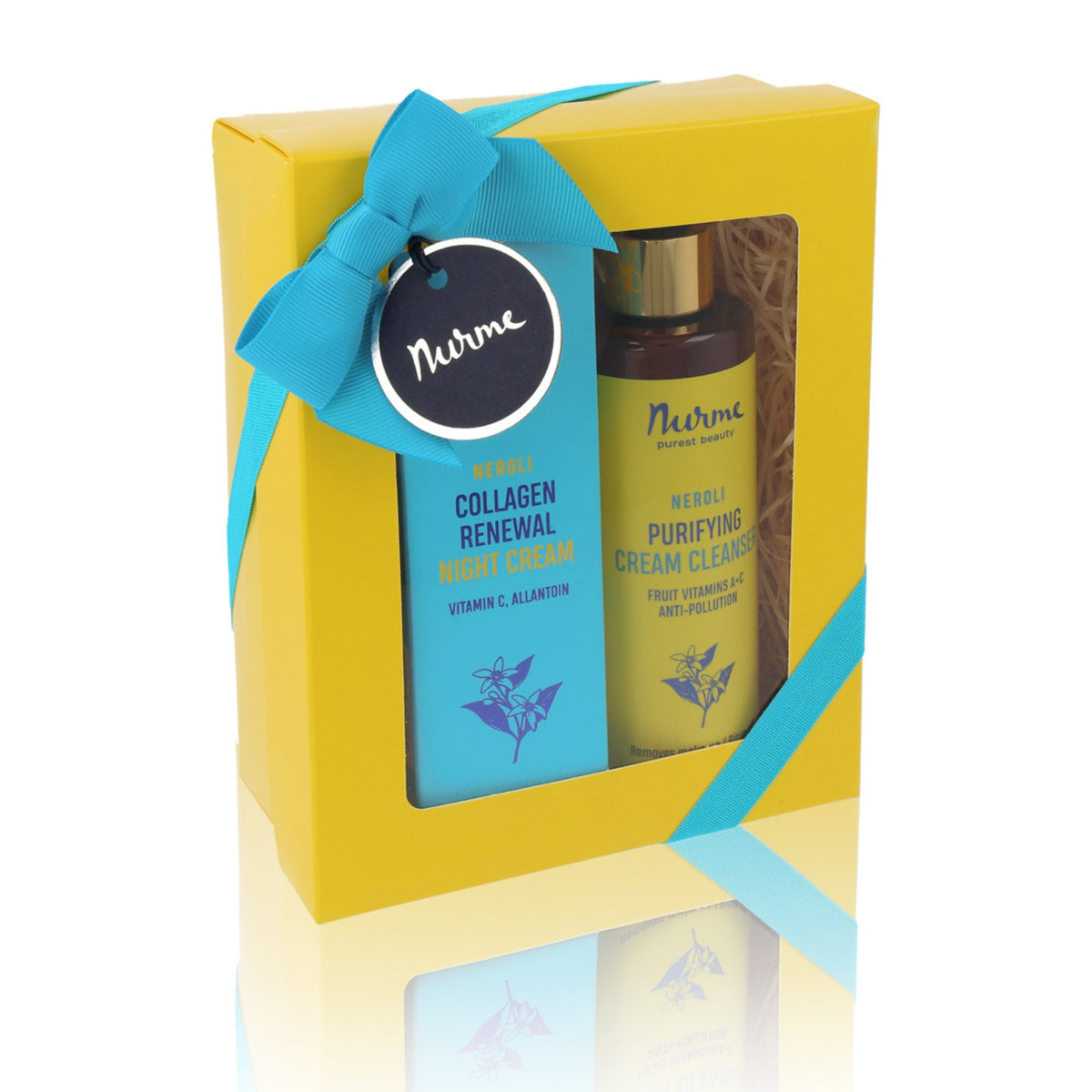 1. Nurme Natural Skincare Set in gift box with neroli collagen-renewing night cream and purifying cream-foam