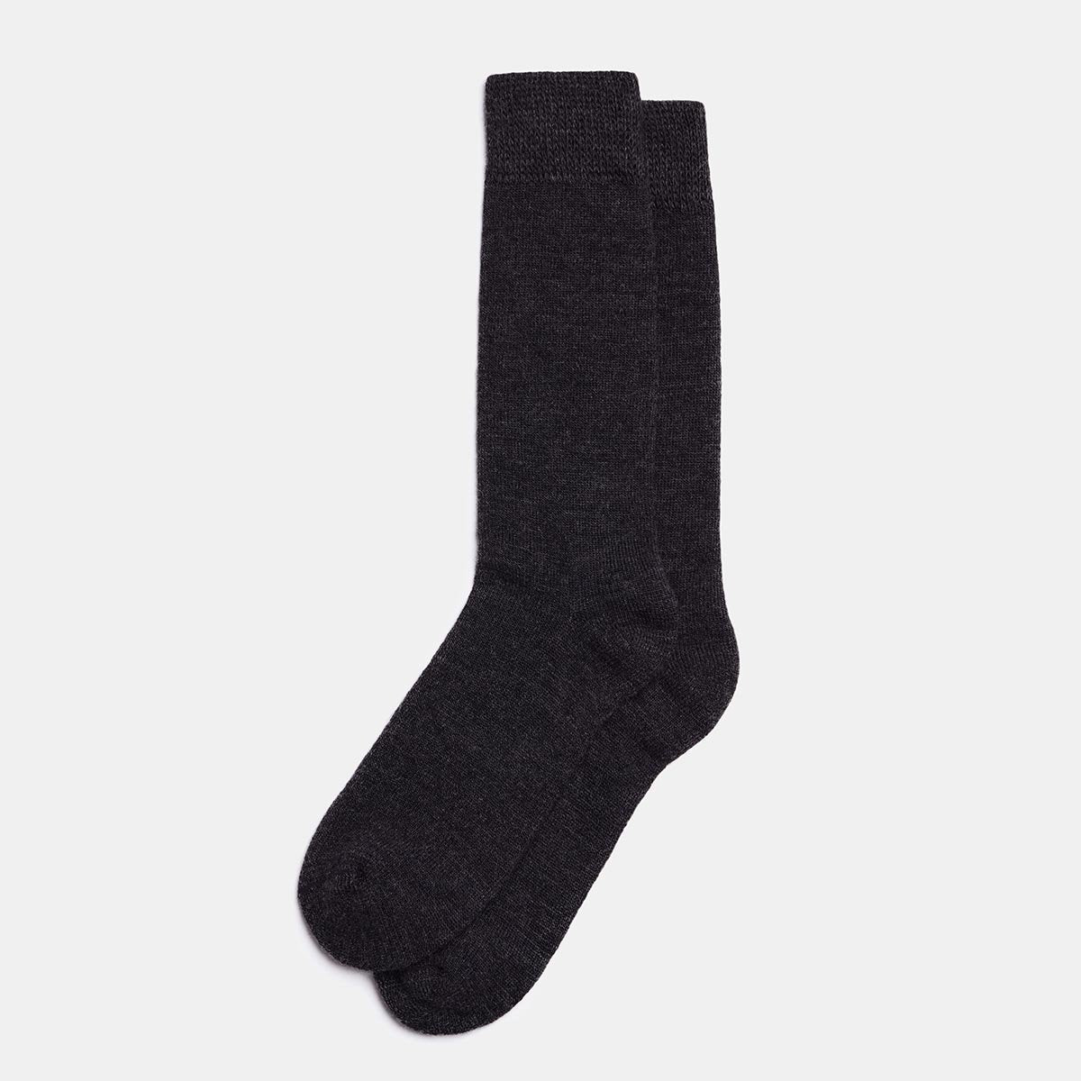 3. Unisex charcoal Alpaka natural alpaca wool socks in studio setting, featuring reinforced heel and toe for enhanced fit