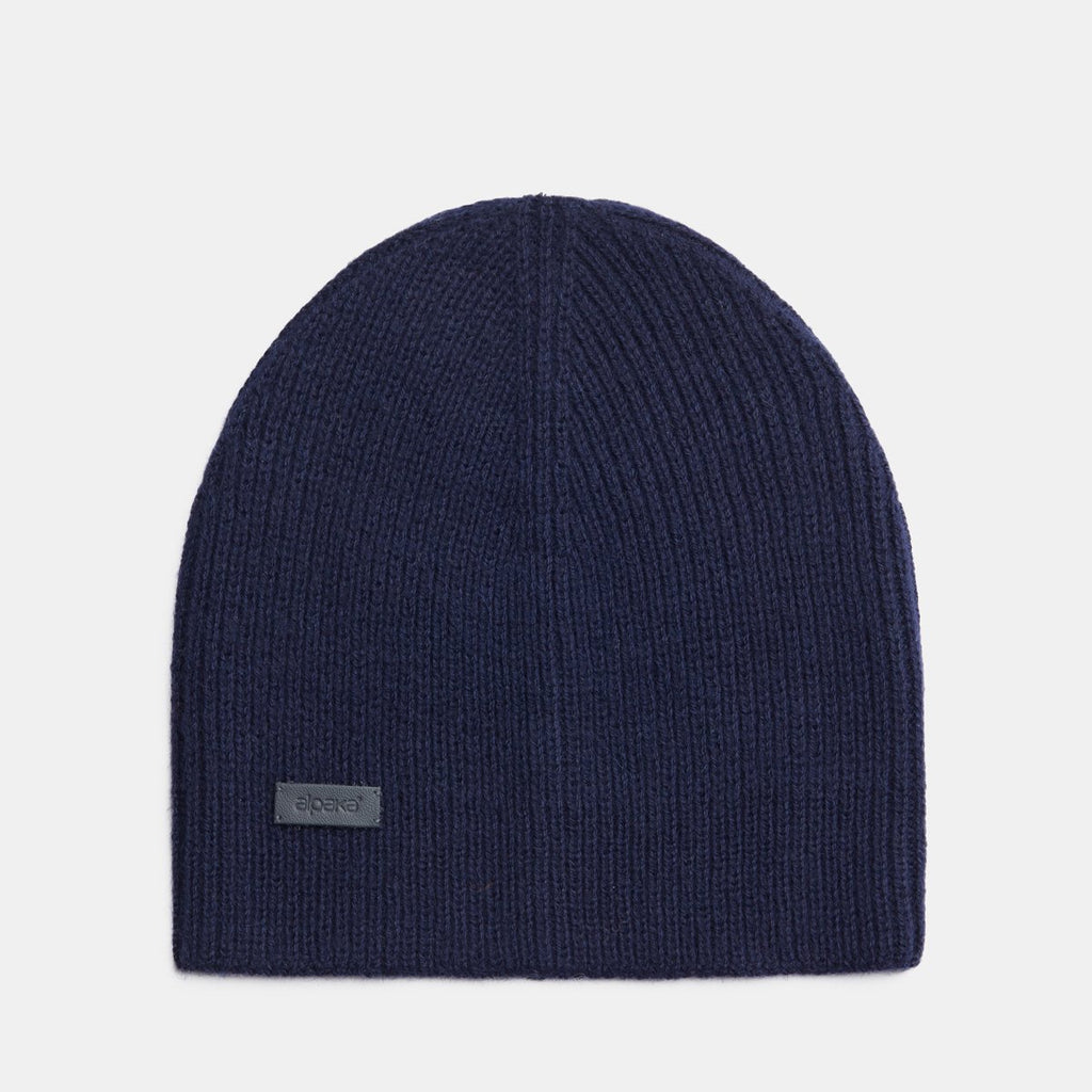 8. Flat lay of navy Alpaka baby alpaca wool fisherman's rib beanie