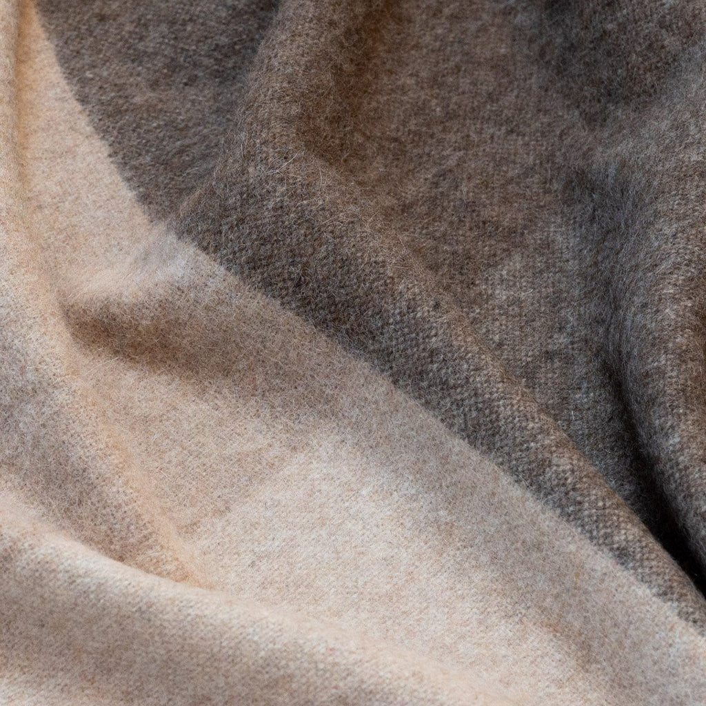 9. Detailed view of beige Recycled Alpaca Wool Throw showcasing the classic check design