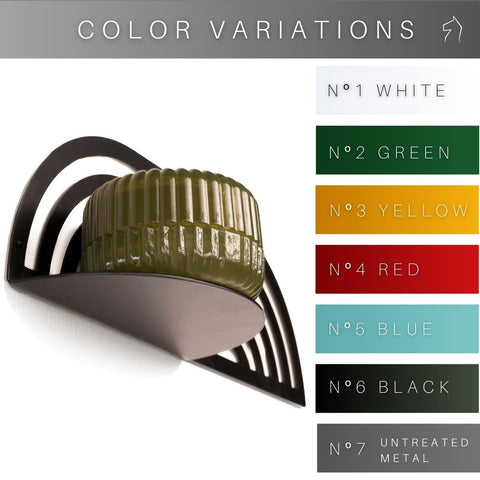 3. Black metal plant shelf with green pot, color variations displayed on side