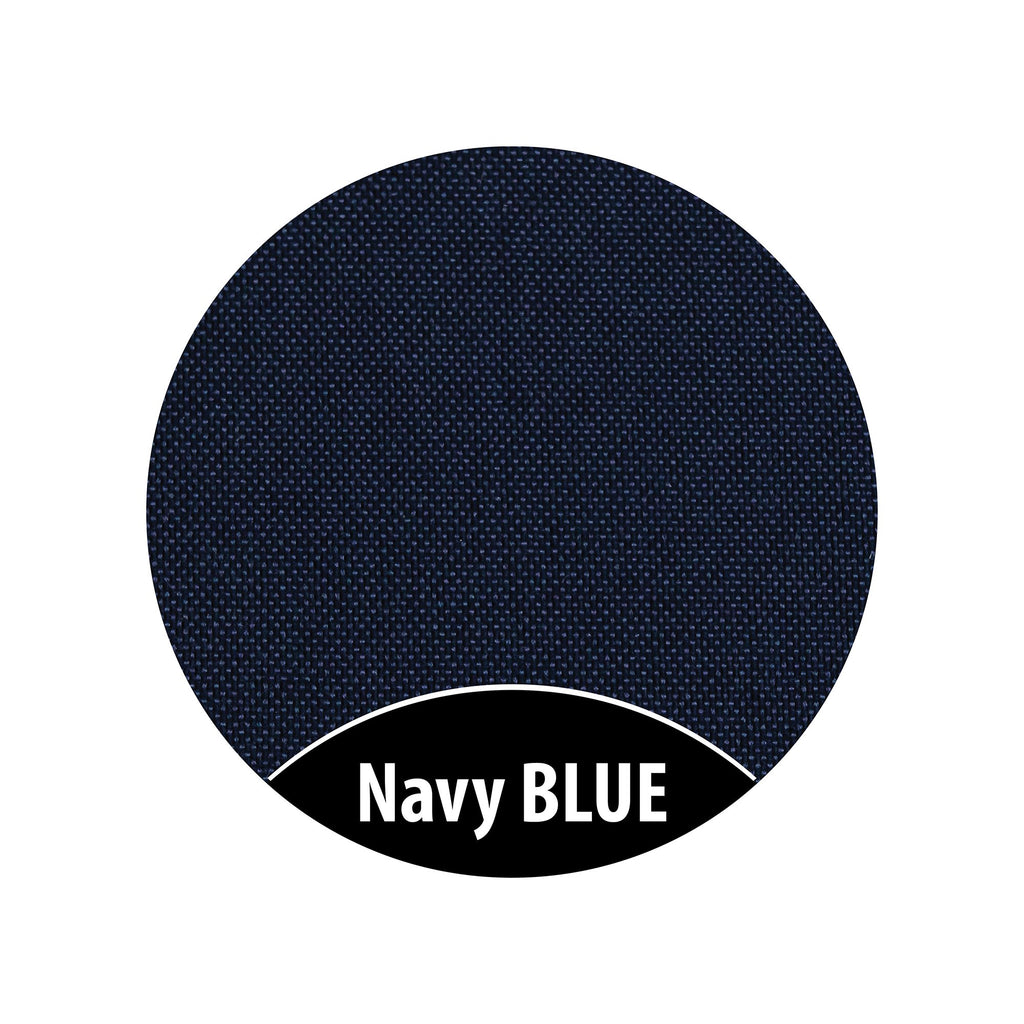 3. Close-up of navy blue fabric texture with 'Navy BLUE' text at the bottom