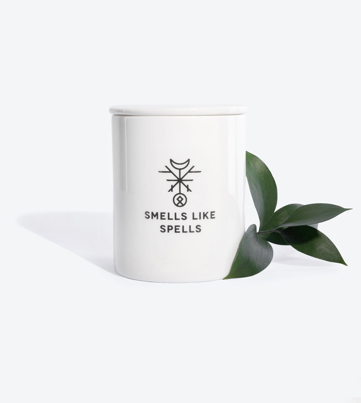 1. Smells Like Spells Scented Candle THE EMPEROR in hand-made porcelain container with green leaf accent