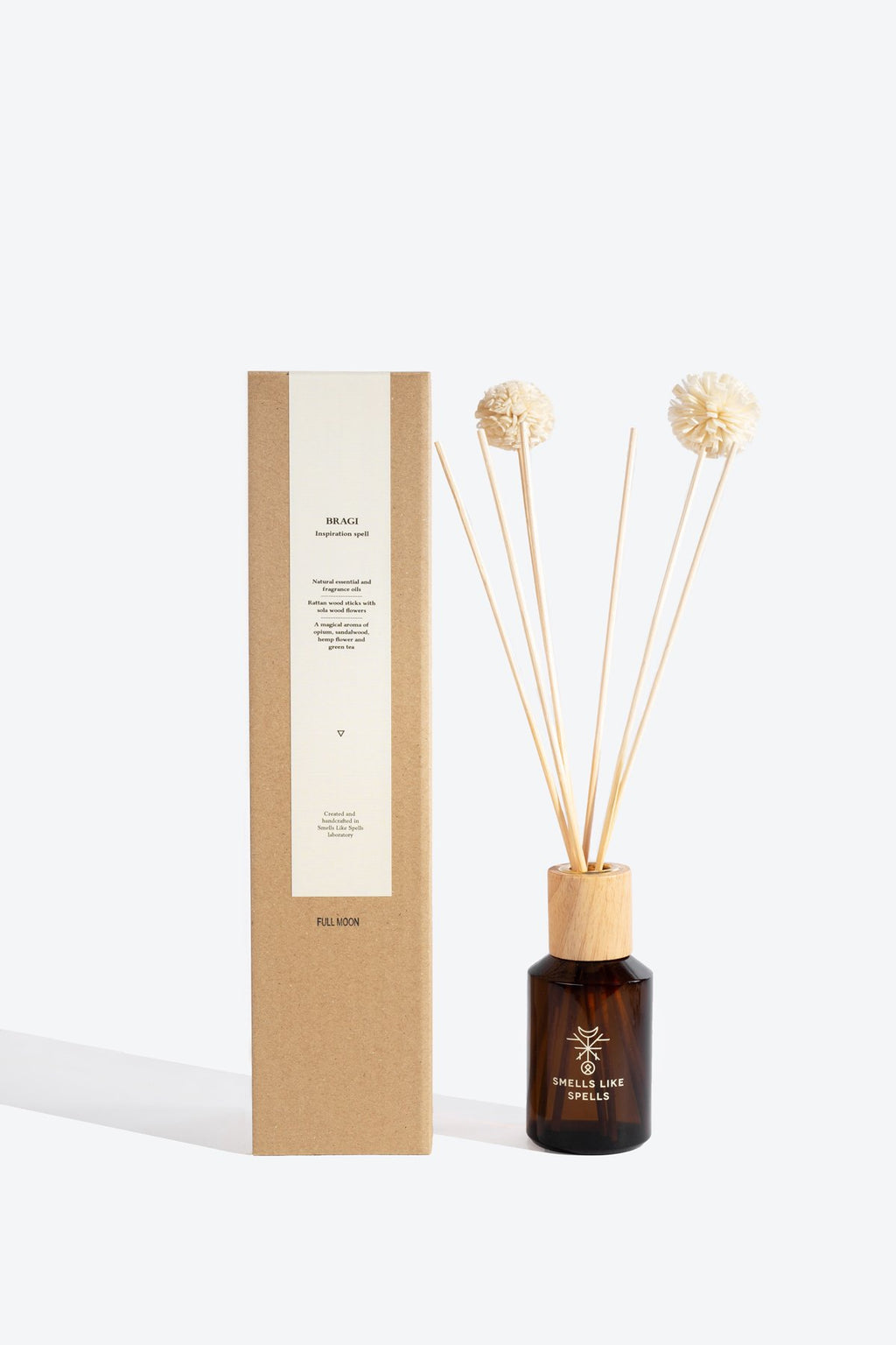 1. Smells Like Spells Home Perfume BRAGI with packaging, featuring natural reed diffusers and eco-friendly box