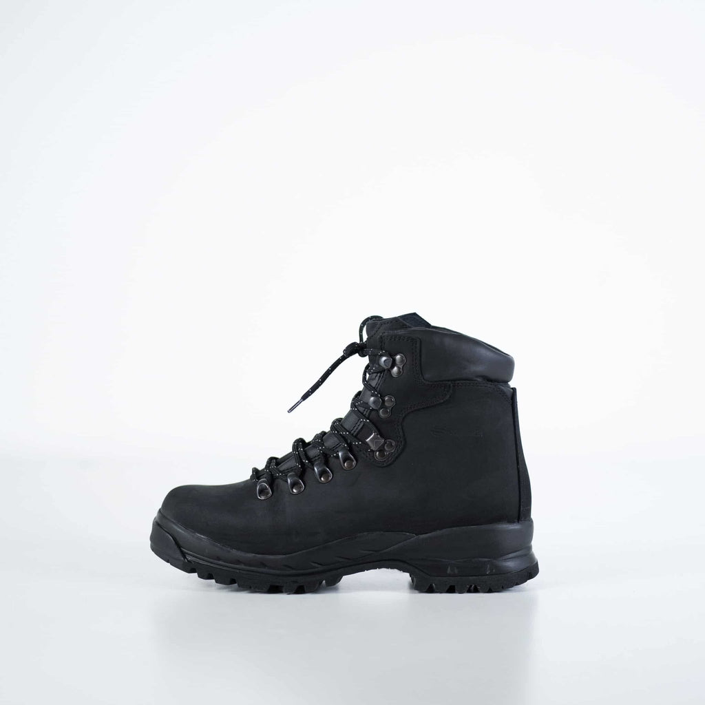 4. Samelin 5531 black hiking boot, left side view emphasizing waterproof nubuck leather