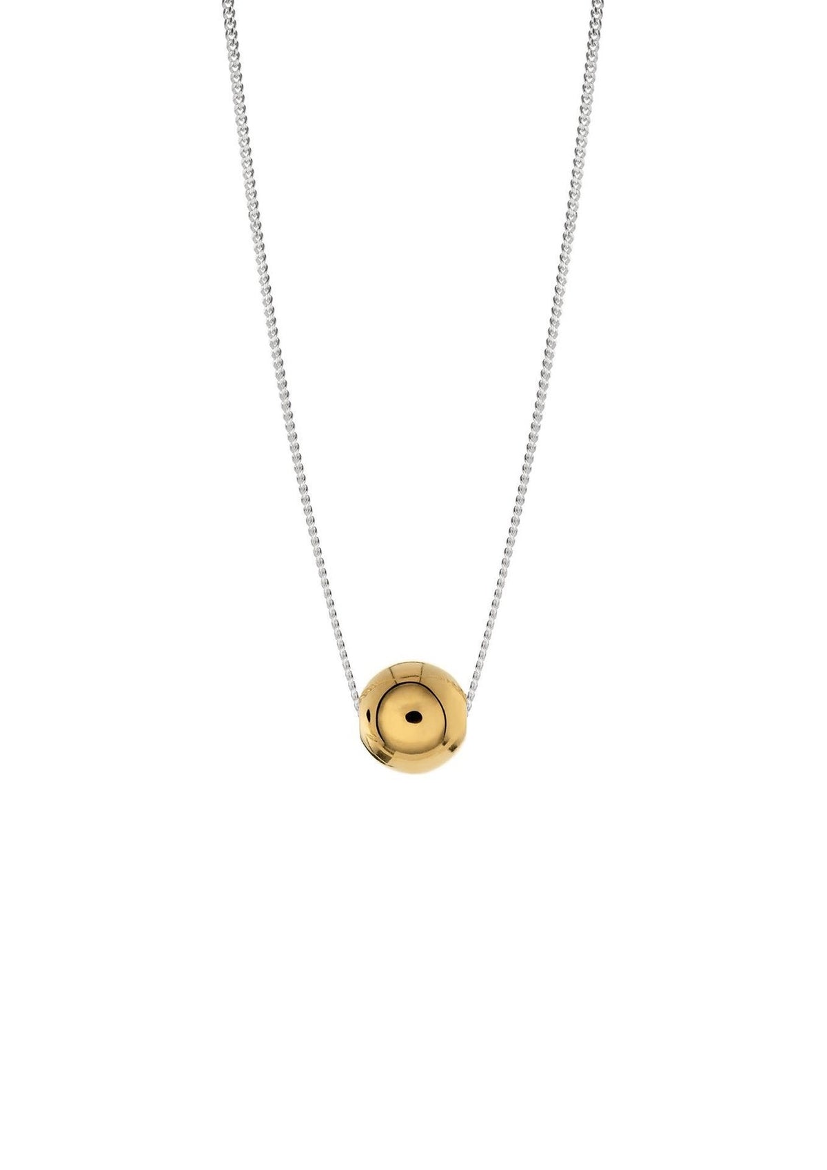3. Studio image of NO MORE Bubble Necklace in gold, featuring 6 mm hollow bubble on a 40 cm chain
