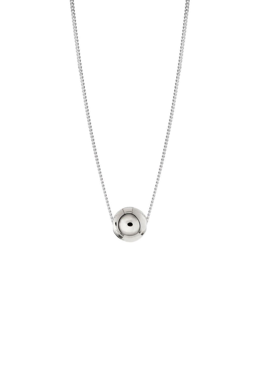 4. Studio shot of NO MORE Bubble Necklace in silver, featuring a single sterling silver bubble on a delicate chain