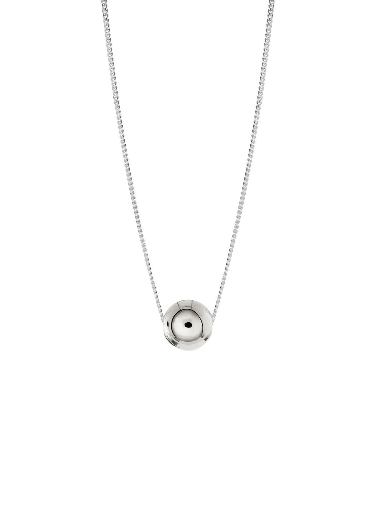 4. Studio shot of NO MORE Bubble Necklace in silver, featuring a single sterling silver bubble on a delicate chain