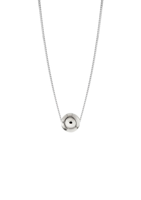 4. Studio shot of NO MORE Bubble Necklace in silver, featuring a single sterling silver bubble on a delicate chain
