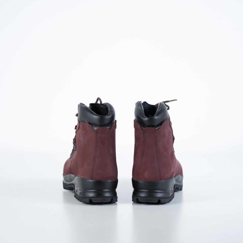 3. Back view of Samelin 5531 burgundy hiking boots showing heel and sole design