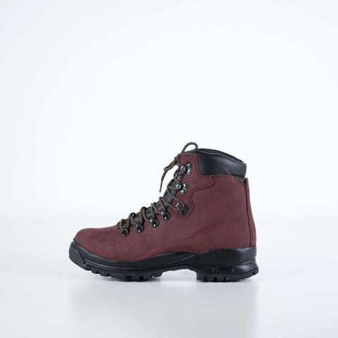 1. Samelin 5531 burgundy hiking boots in waterproof nubuck leather, side view in studio