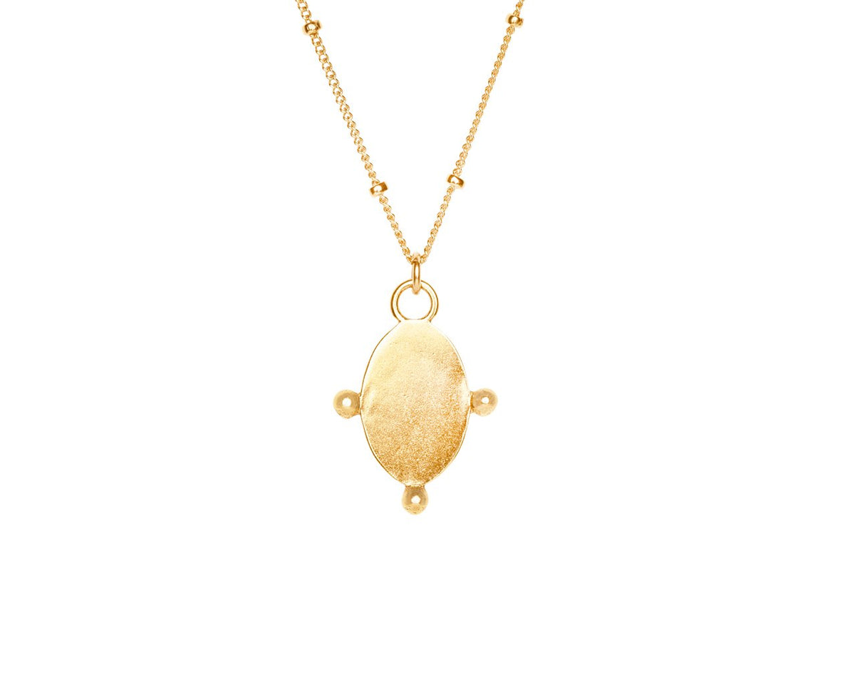 5. Back view of Morning Star Necklace pendant in gold by New Vintage by Kriss, highlighting smooth finish