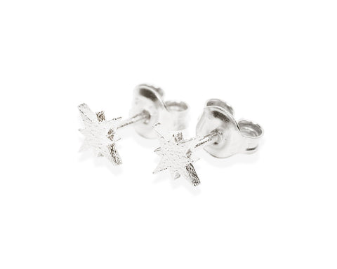 2. Side view of Morning Star stud earrings in 925 silver, highlighting handcrafted design