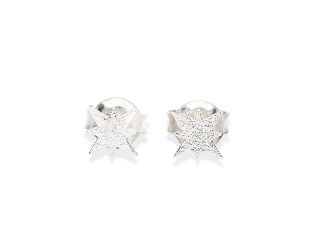 1. Morning Star stud earrings in 925 silver by New Vintage by Kriss, shown in studio setting