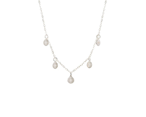 4. Studio image of Stargazer Choker in silver by New Vintage by Kriss, featuring celestial charms