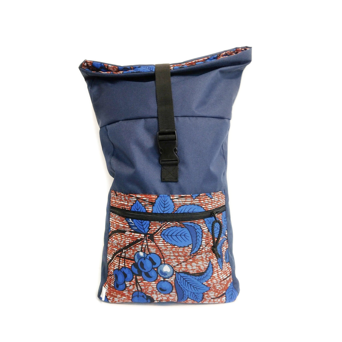 3. Close-up of Drinbags DARK CHERRY backpack interior, showcasing blue and red floral lining