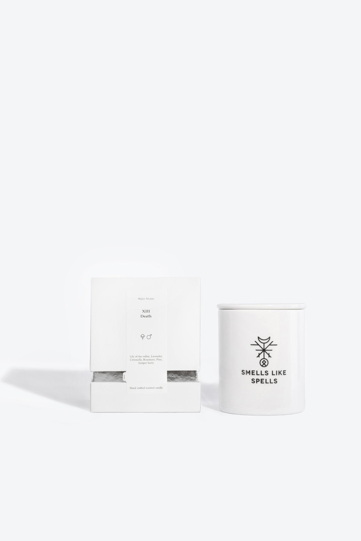 2. Smells Like Spells Scented Candle DEATH with packaging, featuring hand-made porcelain container and box