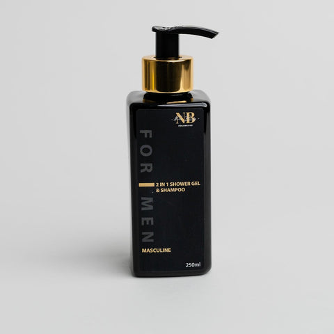4. Studio image of North Beauty 2 in 1 shower gel and shampoo for men, 250ml, highlighting masculine design