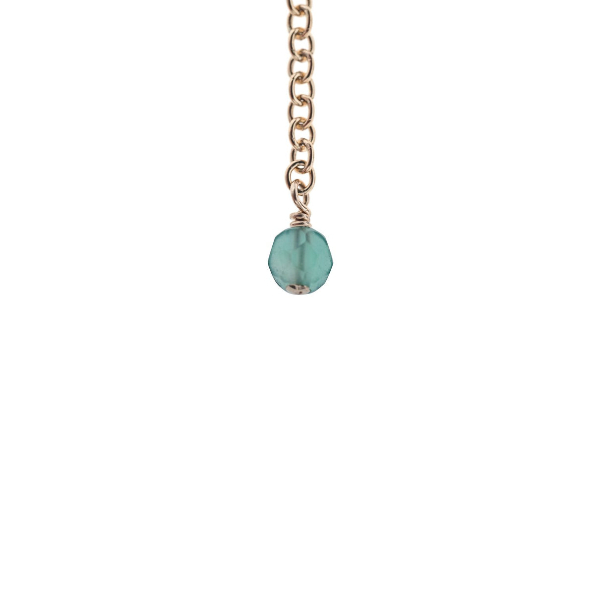 2. Close-up of turquoise stone on gold-plated silver chain from New Vintage by Kriss anklet
