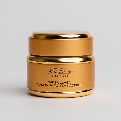 3. Studio shot of North Beauty 24K Gold Restoring and Nourishing Face Cream jar