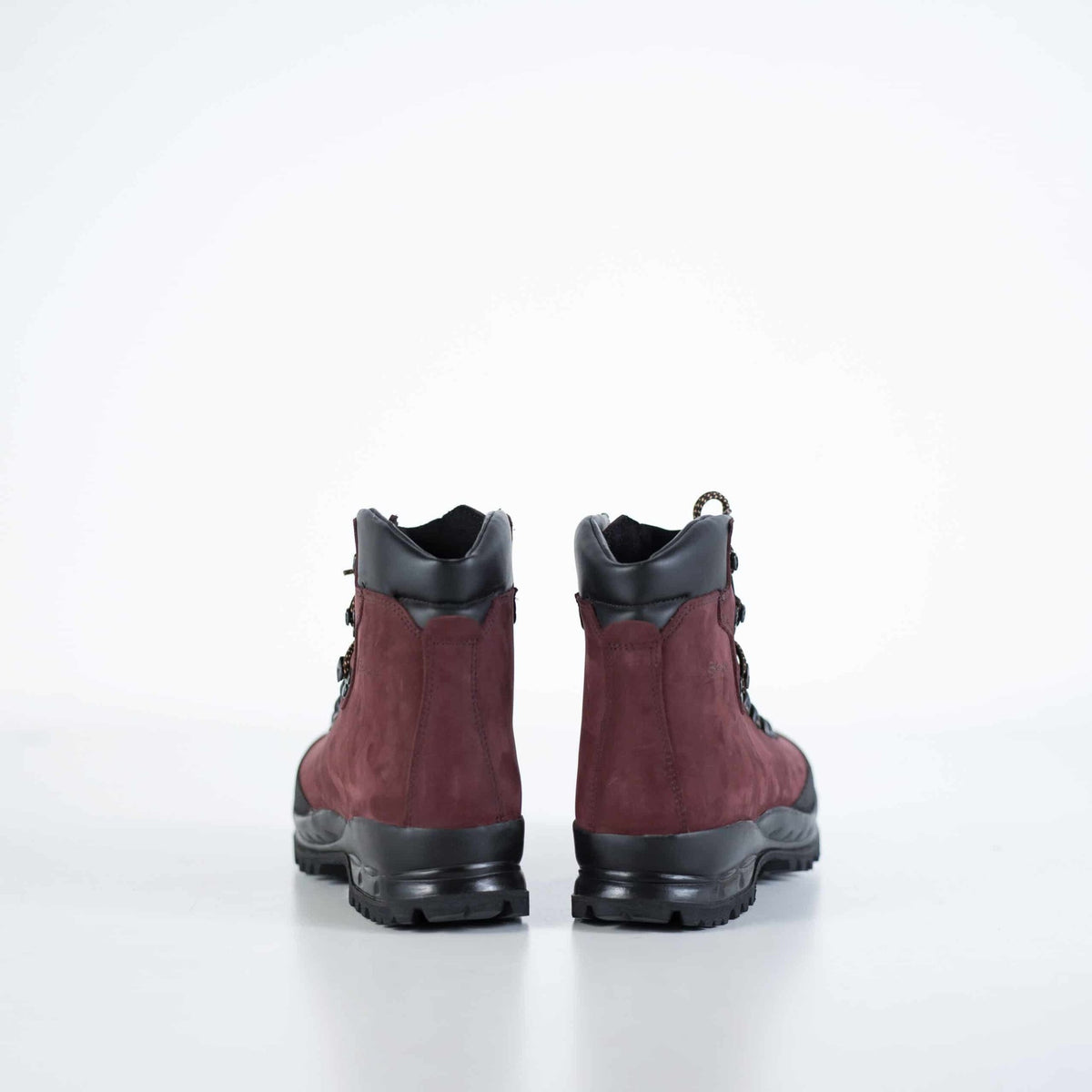 3. Back view of Samelin 553P burgundy hiking boots, showing heel and ankle support