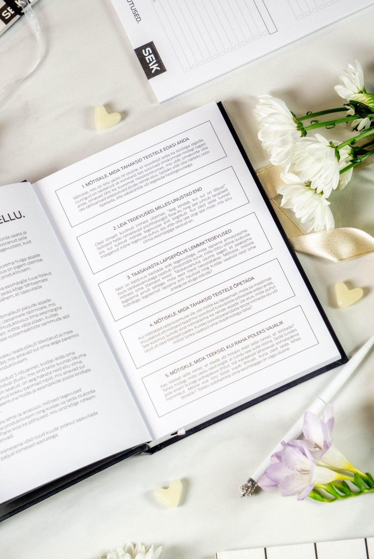 16. Productivity tips in Get (sh)it done #Produktiivsuspäevik planner, surrounded by flowers