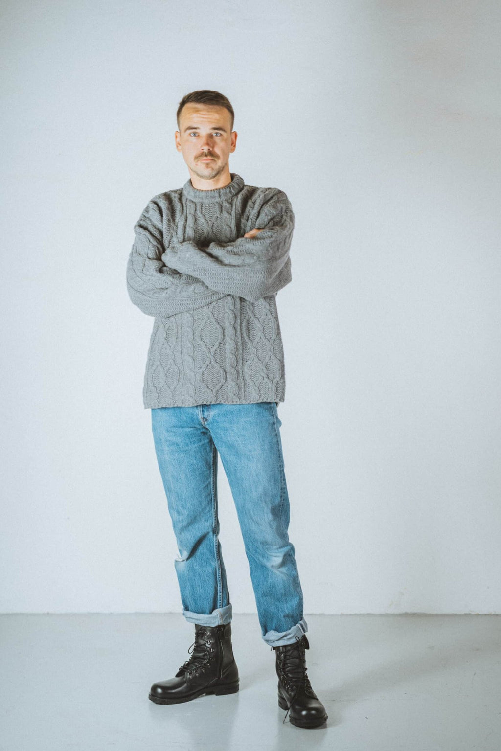 3. Man standing in Samelin Hawk Pilot Boots, emphasizing military-grade style and comfort