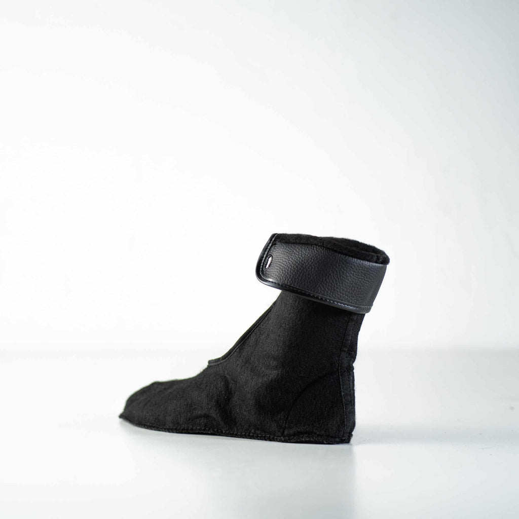 2. Side view of Samelin M77 Inner Socks in black, highlighting durable polyester material, studio shot