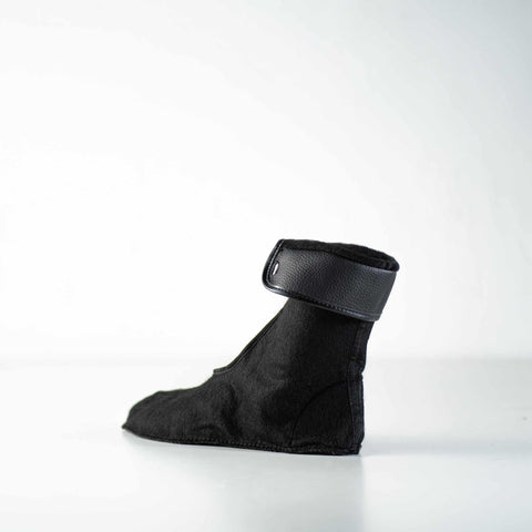 2. Side view of Samelin M77 Inner Socks in black, highlighting durable polyester material, studio shot