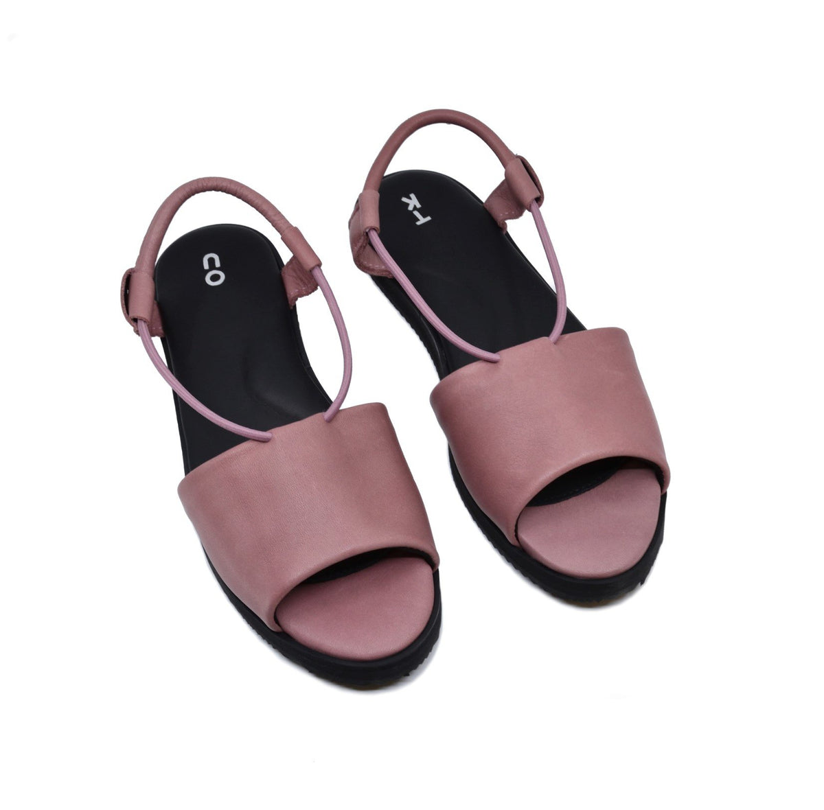 3. Studio shot of Omaking pink Berlin sandals, featuring leather upper and ergonomic insole
