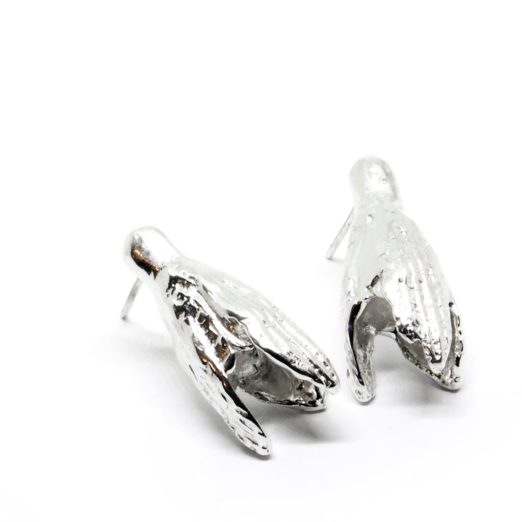 3. Close-up of Agnes Veski Jewellery SPRING Snowdrops silver earrings, highlighting intricate handcrafted details