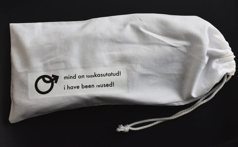 3. Reusable shoe bag for Omaking Sulbi slippers with eco-friendly message in Estonian and English
