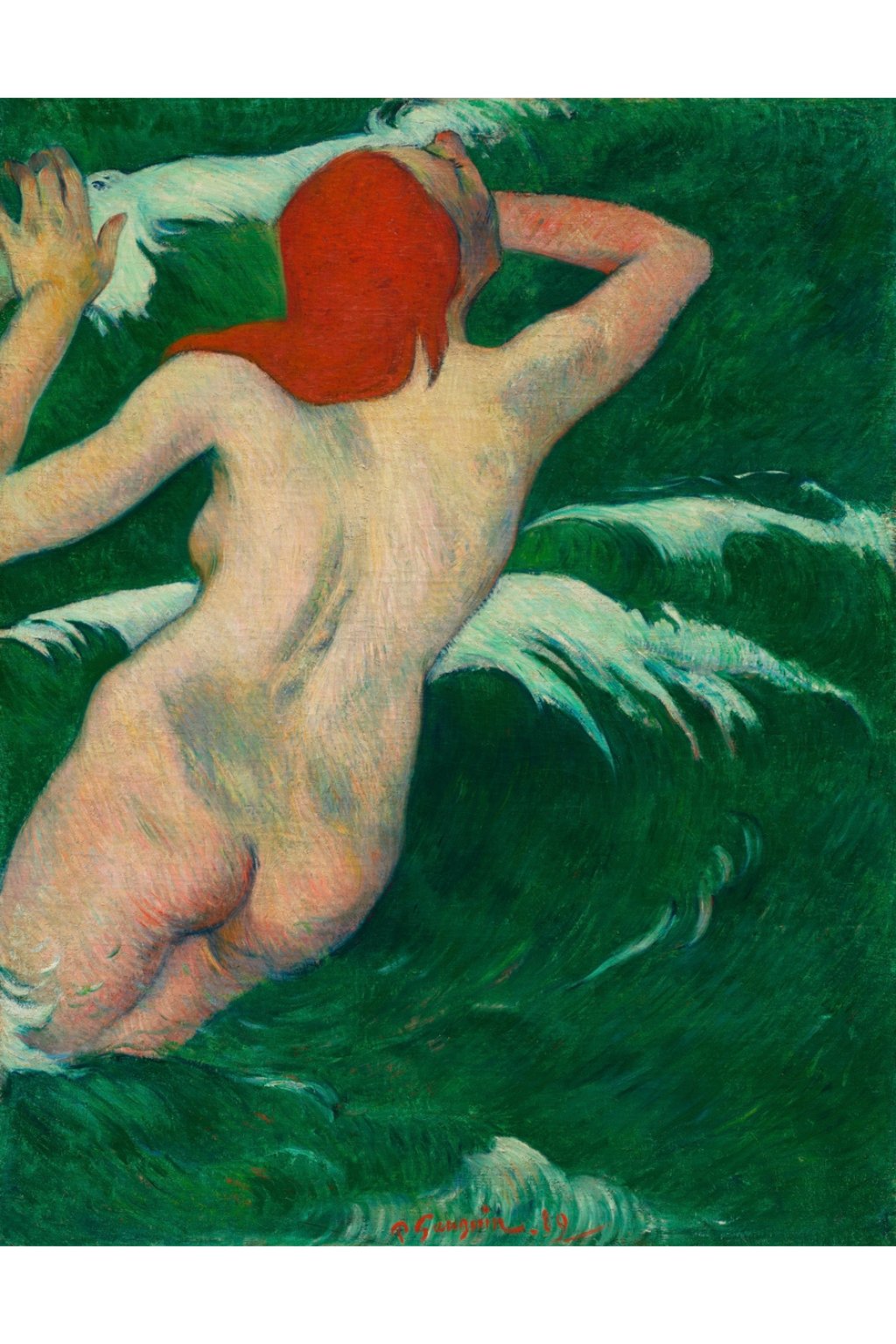 7. Close-up of Paul Gauguin's 'Dans les Vagues' painting featured on Hopera T-shirt