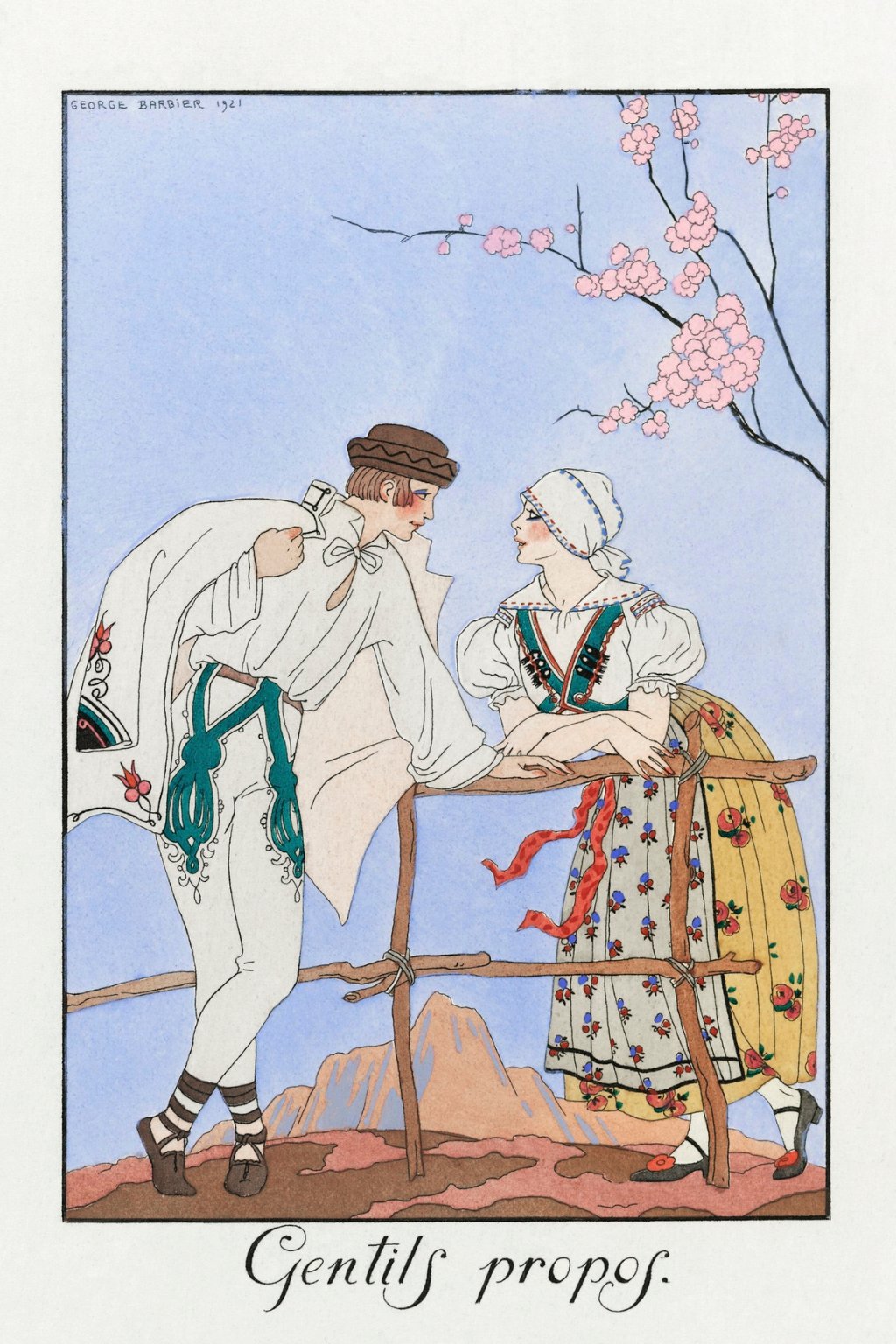 3. Close-up of George Barbier's 1922 'Gentils Propos' illustration featured on Hopera's t-shirt