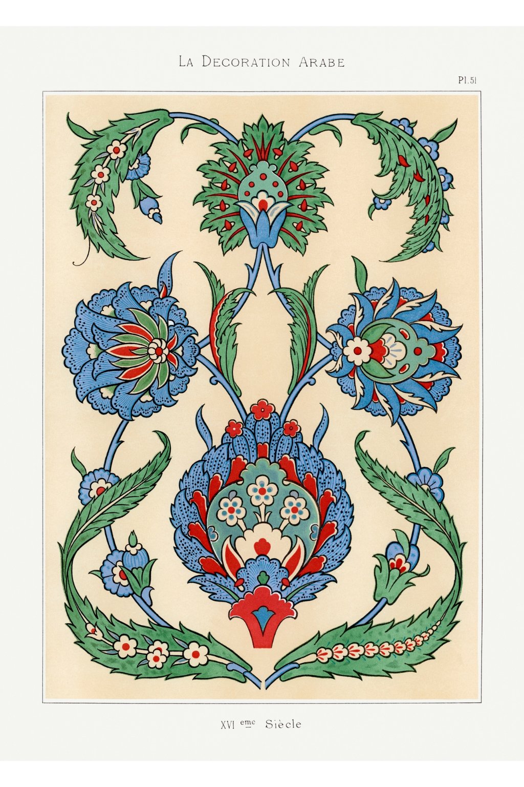 3. Close-up of 'La Decoration Arabe' artwork by Emile Prisse d'Avennes, showcasing detailed floral patterns