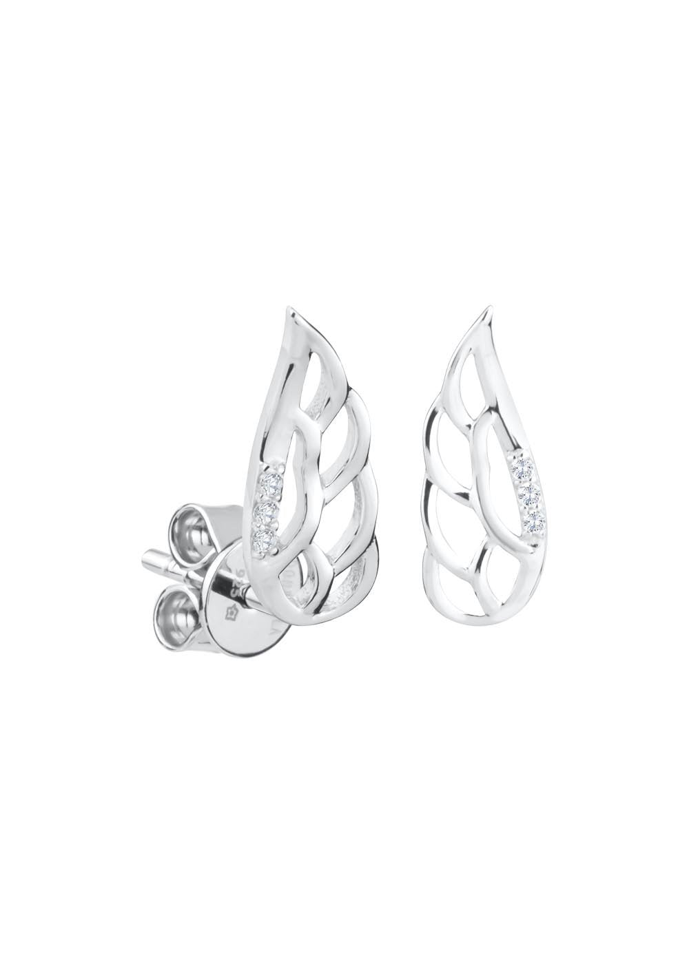 5. Dondella Jewellery Gift Set Wings earrings in rhodium plated sterling silver with zircon stones, shown in studio