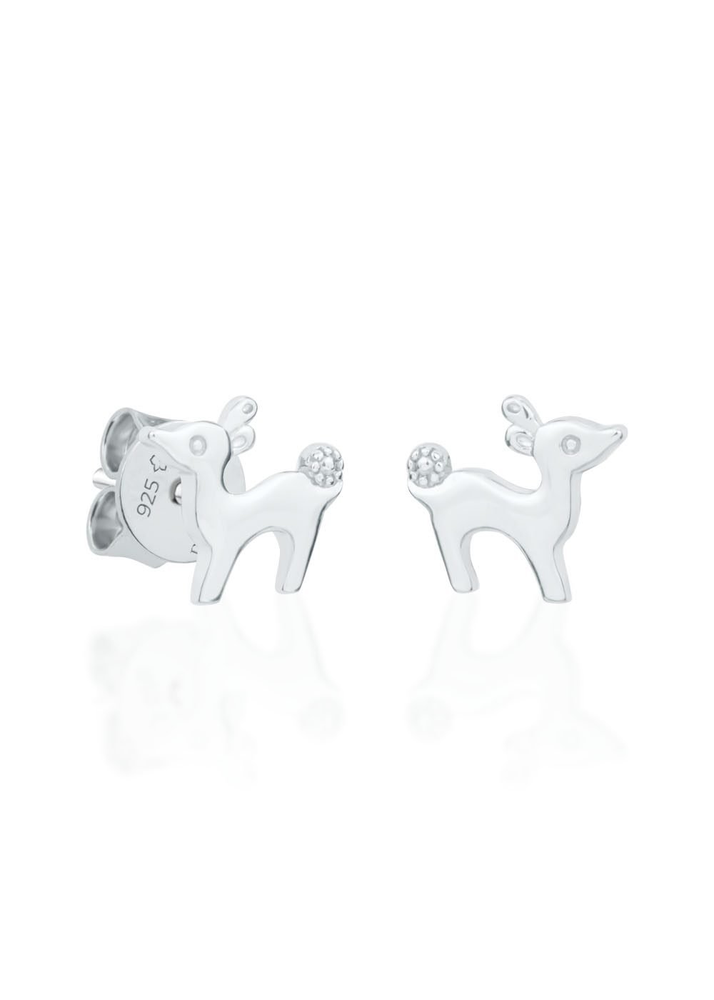 1. Dondella kids' Earrings Roe in 925 sterling silver rhodium-plated, featuring a delicate deer design
