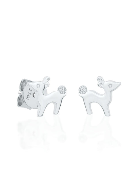 1. Dondella kids' Earrings Roe in 925 sterling silver rhodium-plated, featuring a delicate deer design