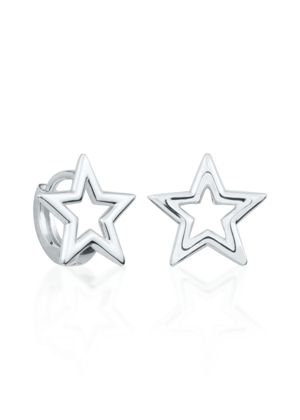 1. Dondella kids' star earrings in 925 sterling silver rhodium-plated, shown in studio setting