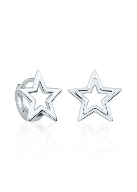 1. Dondella kids' star earrings in 925 sterling silver rhodium-plated, shown in studio setting