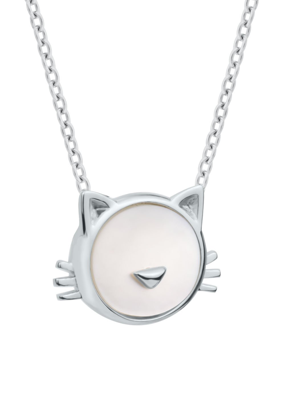 1. Dondella Necklace Kitty for kids featuring a charming kitty-shaped pendant with mother of pearl on a 925 sterling silver rhodium-plated chain