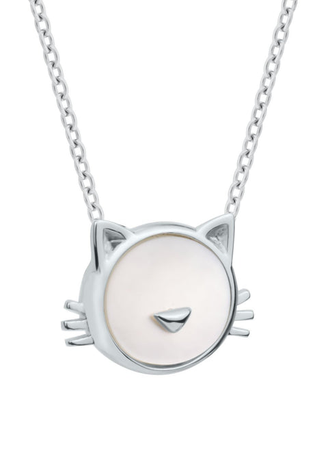 1. Dondella Necklace Kitty for kids featuring a charming kitty-shaped pendant with mother of pearl on a 925 sterling silver rhodium-plated chain