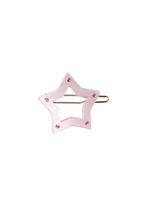1. Dondella kids' pink star hair clip adorned with premium crystals, handmade in France, shown in studio