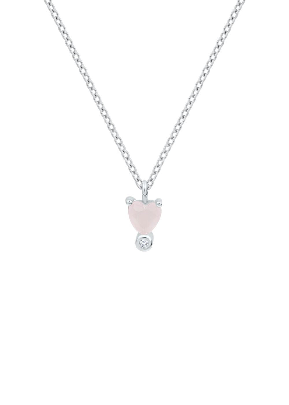 1. Dondella kids' necklace with heart pendant in sterling silver, featuring a zircon stone, shown in studio